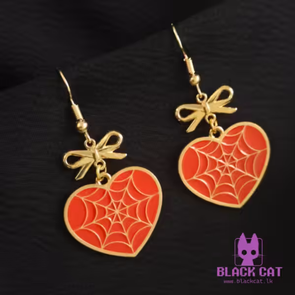 Spider-Man inspired heart charm earrings