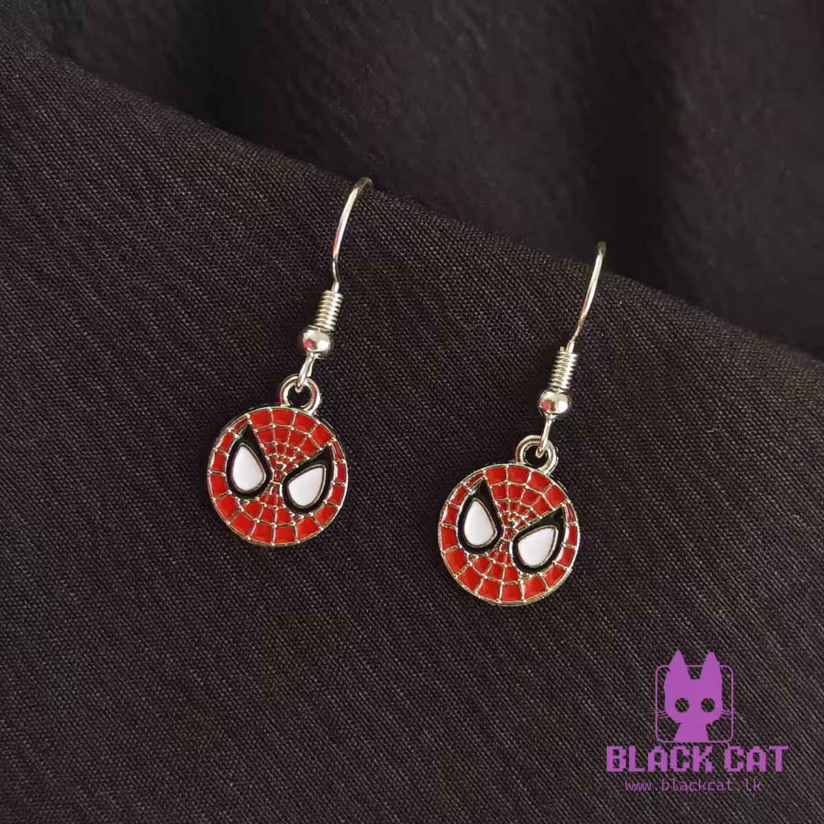 Spider-Man inspired charm earrings
