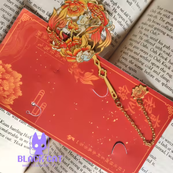 Chinese-style koi-inspired metallic bookmark