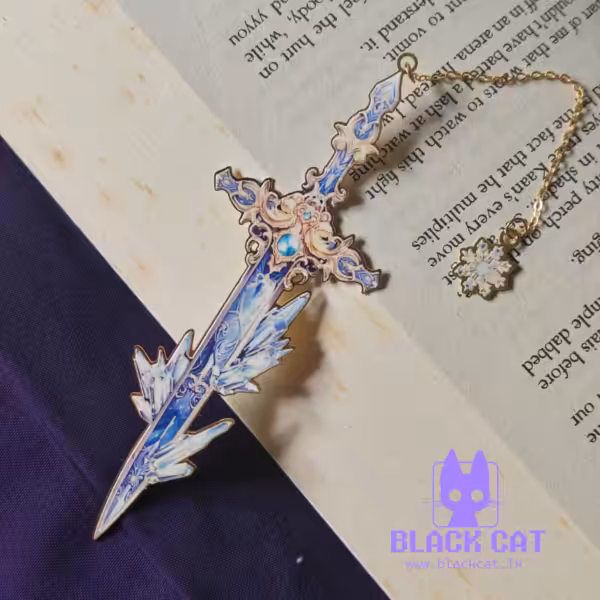 Fantasy-inspired metallic sword bookmark