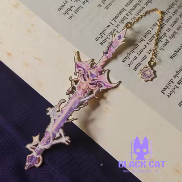 Fantasy-inspired metallic sword bookmark